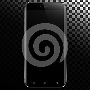 New black smartphone. Front view. Isolated on a transparancy background. photo