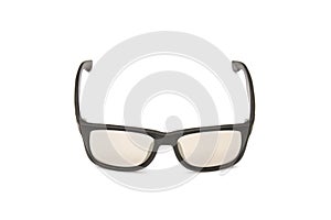 New black sunglasses with brown lens isolated on white