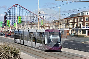 New Blackpool Tram near Pleasure Beach.