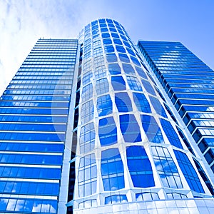 New blue glass business skyscraper