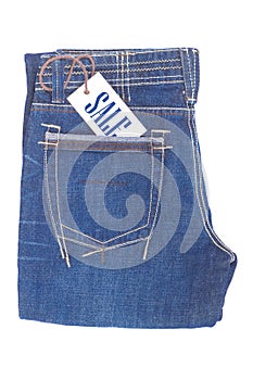 New blue jeans isolated on a white background