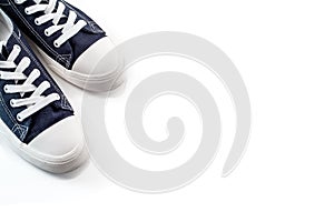 New blue sneakers on white background