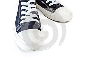 New blue sneakers on white background