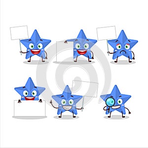 New blue stars cartoon character bring information board