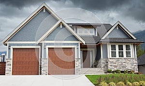 New Blue Subdivision Residence Fraser Valley Home House Dwelling Custom Simple Exterior Design