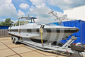 New boat on a trailer