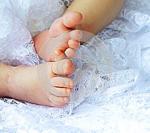 New born baby feet stock photo