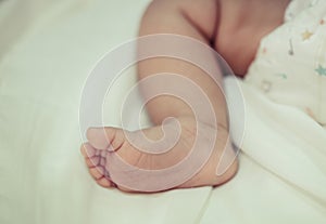 New born baby foot,selective focus