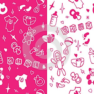 New born baby girl seamless pattern