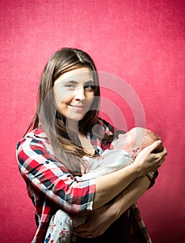 New born baby with his mother