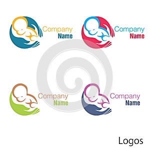 New born baby logo hand