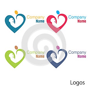 New born baby logo heart