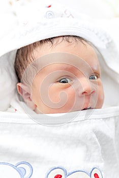 New Born Baby Looking at Camera