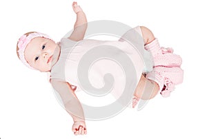 New born baby in pink dress