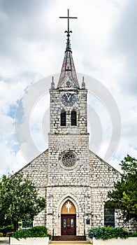 New Braunfels, Texas/USA â€“ May 25 2019: St Peter and Paul Catholic Church front view