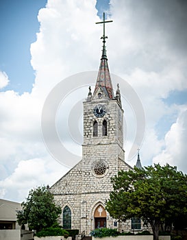 New Braunfels, Texas/USA â€“ May 25 2019: St Peter and Paul Catholic Church front view