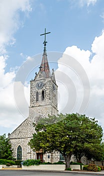 New Braunfels, Texas/USA â€“ May 25 2019: St Peter and Paul Catholic Church front view