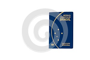 New brazilian passport ina white background with copy space. photo