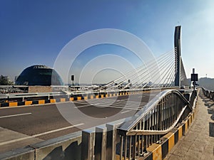 The new bridge connecting old and new parts of Hyderabad, India