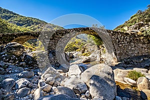 New Bridge in the Garganta de los infiernos gorge, Jerte valley, Caceres, Spain photo