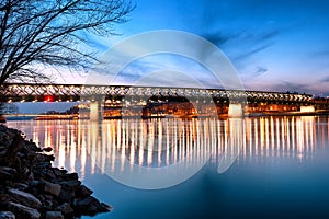 New bridge over Danube in Bratislava at evening, Slovakia, Europe