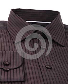 A new brown pinstriped dress shirt