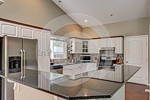 New build kitchen remodel white cabinets black kitchen counter