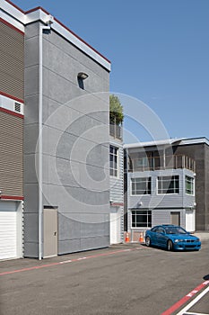New building with car