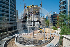 New building construction site in Dubai. Fast Dubai development concept