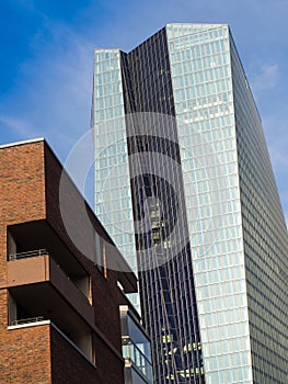 The new building of the European Central Bank Headquarters, ECB, EZB, in Frankfurt, Germany