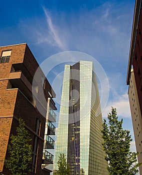 The new building of the European Central Bank Headquarters, ECB, EZB, in Frankfurt, Germany
