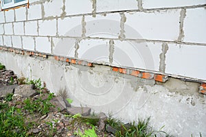 New building house construction foundation wall waterproofing.