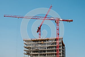 New building under concstruction - cranes and building shell