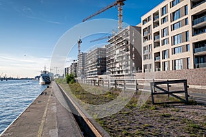 New buildings on a construction site in the district `Hafencity` of Hamburg, Germany.