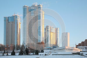 New buildings in Samara in winter 2