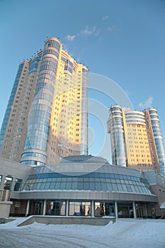 New buildings in Samara in winter 2