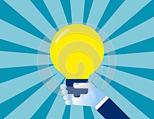 New business ideas. Concept business vector illustration, Light bulb, Ideas, Holding