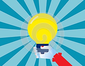 New business ideas. Concept business vector illustration, Light bulb, Ideas, Holding