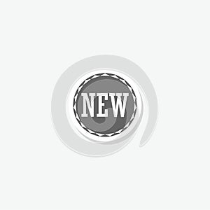 NEW button icon sticker isolated on gray background
