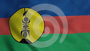 New Caledonia flag video waving in wind. Realistic flag background