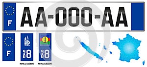 New Caledonia, France, french regional license plate template