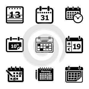 New calendar icons set, simple style