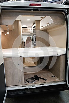 New camper van Vehicle interior view of motorhome