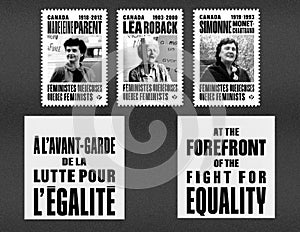 New Canada Post stamp of Simone Monet Chartrand - Lea Roback - Madeleine Parent Quebec feminist