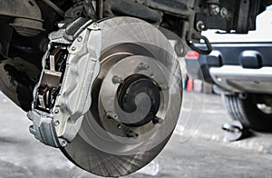 New car brake system replacement, brake disc, brake caliper