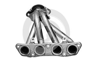 New car exhaust manifold on a white background