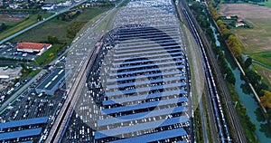 New car park and truck with solar panel