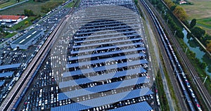 New car park and truck with solar panel