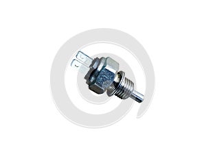 New car reversing sensor isolated on a white background. Spare parts.