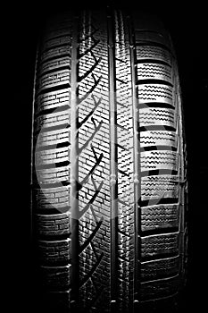 New car tire close up on